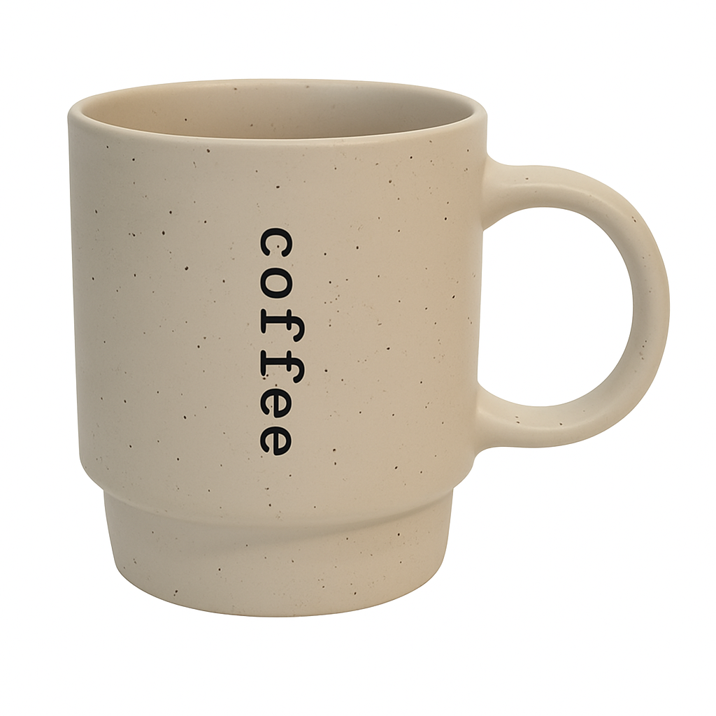 450ML Coffee Print Ceramic Mug – Black, Beige & Brown Variants