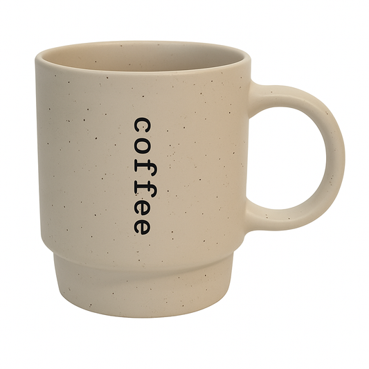 450ML Coffee Print Ceramic Mug – Black, Beige & Brown Variants