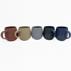 520ML Curved Ceramic Mug – Red, Beige, Grey, Blue & Dark Blue Variants