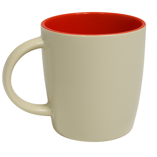 380ML Contrast Interior Ceramic Mug – Red, Yellow & Blue, Yellow & Black, White Variants