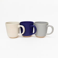 500ML Ceramic Mug with Raw Base – Blue, White & Grey Variants