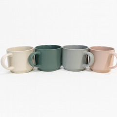 350ML Solid Color Ceramic Mug – White, Green, Grey & Pink Variants