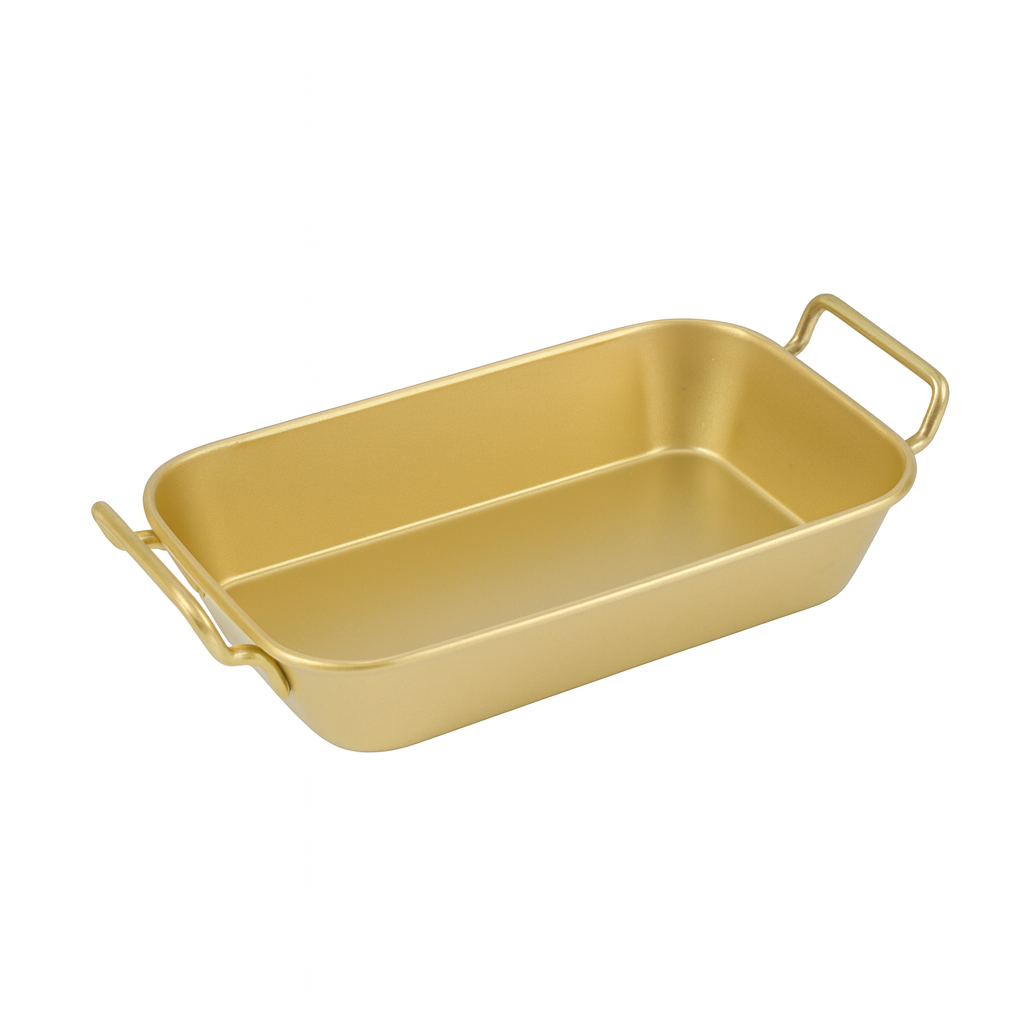 Golden Serving Bowl with Double Handle – 18 cm