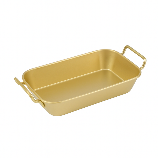 Golden Serving Bowl with Double Handle – 18 cm