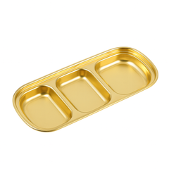 Golden 3 Partition Sauce Plate – Stainless Steel