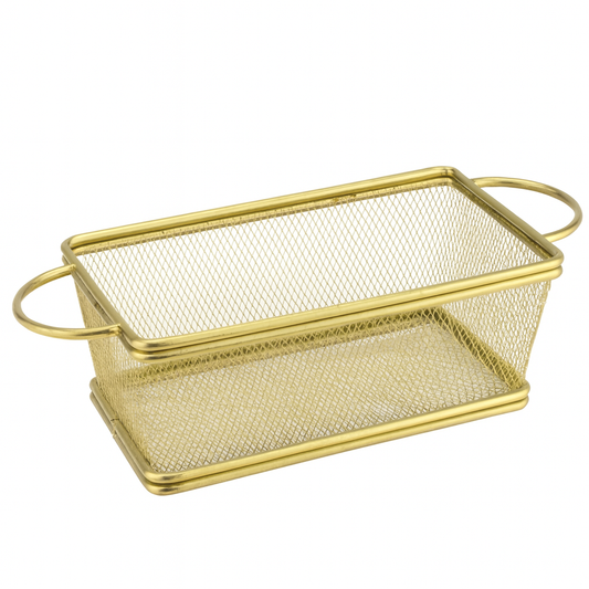 Golden Mesh Basket With Double Handle – Iron