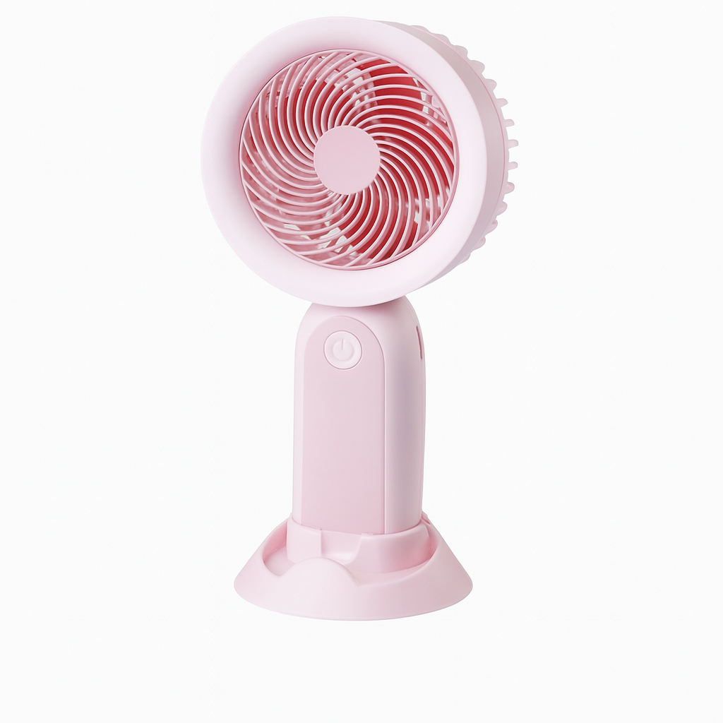 Hand Fan with LED Light and Stand