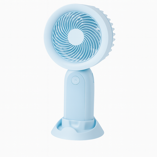 Hand Fan with LED Light and Stand