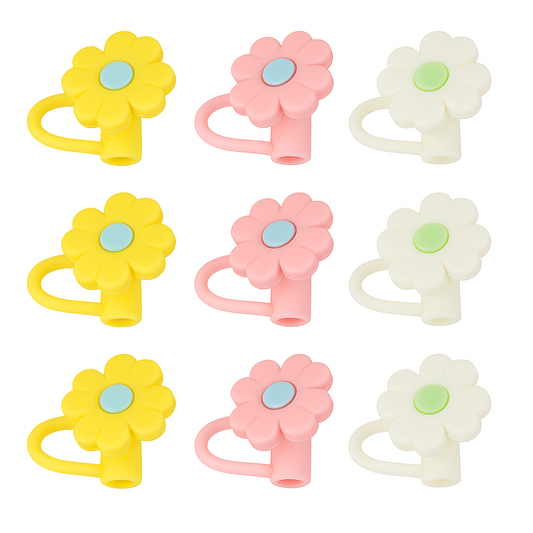 Straw Cap Covers – Pack of 3 (Assorted Colors & Designs)