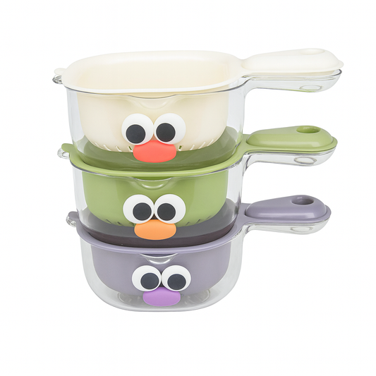 Cartoon Drain Bowl with Handle – Assorted Colors