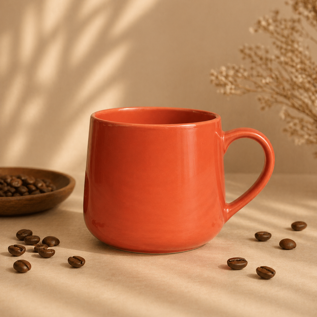 Modern Orange Ceramic Coffee Mug – Glossy Finish Minimalist Tea Cup for Home & Office - Habitt