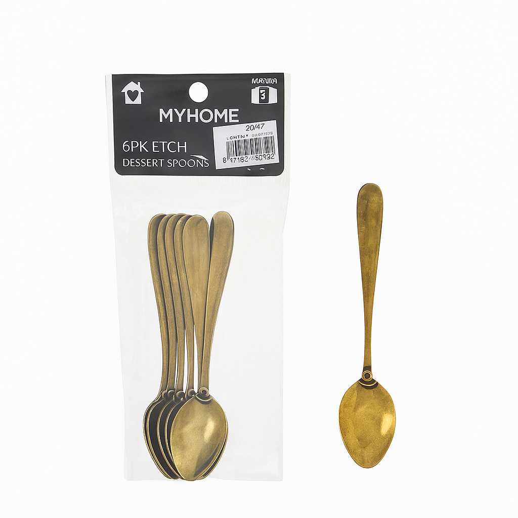 Winsor Golden Tea Spoon Set – Premium Stainless Steel Cutlery Set of 6 for Dining & Serving