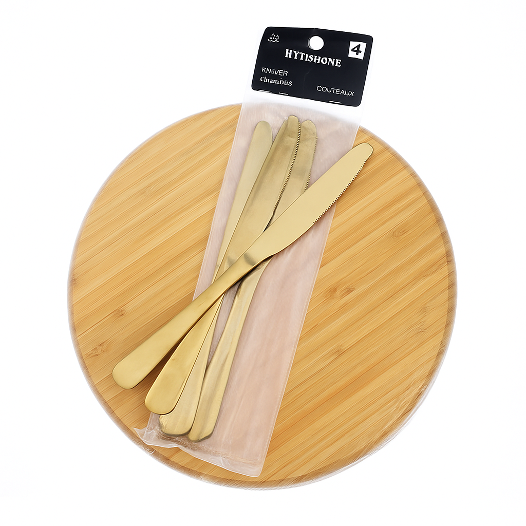 Winsor Golden Dinner Knife Set – Premium Stainless Steel Cutlery Set of 6 for Dining & Serving