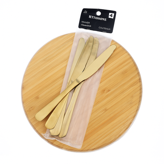 Winsor Golden Dinner Knife Set – Premium Stainless Steel Cutlery Set of 6 for Dining & Serving