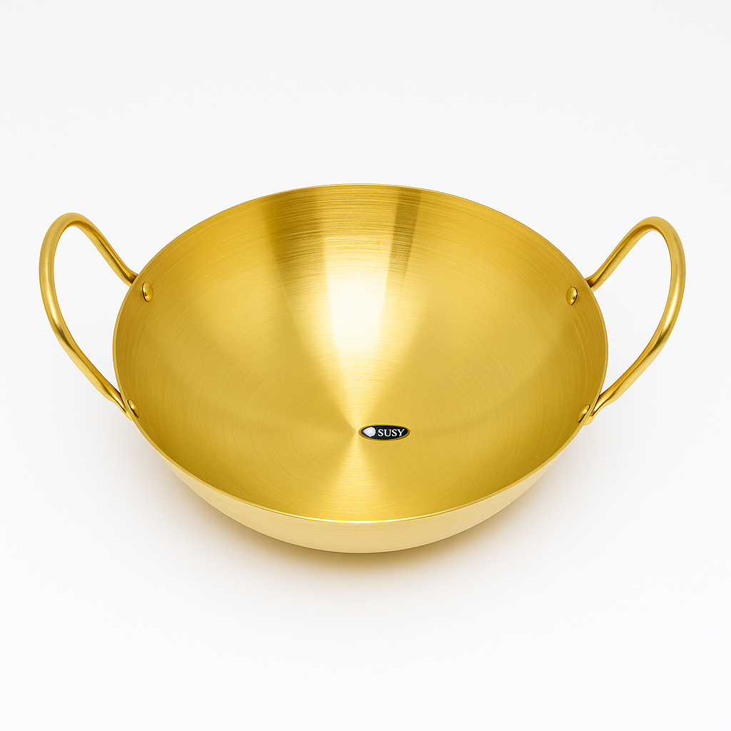 Golden Chef Wok – Premium Stainless Steel Deep Cooking Pan with Handles (Available in 26 cm, 28 cm & 30 cm)
