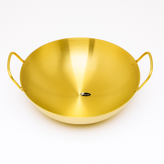 Golden Chef Wok – Premium Stainless Steel Deep Cooking Pan with Handles (Available in 26 cm, 28 cm & 30 cm)