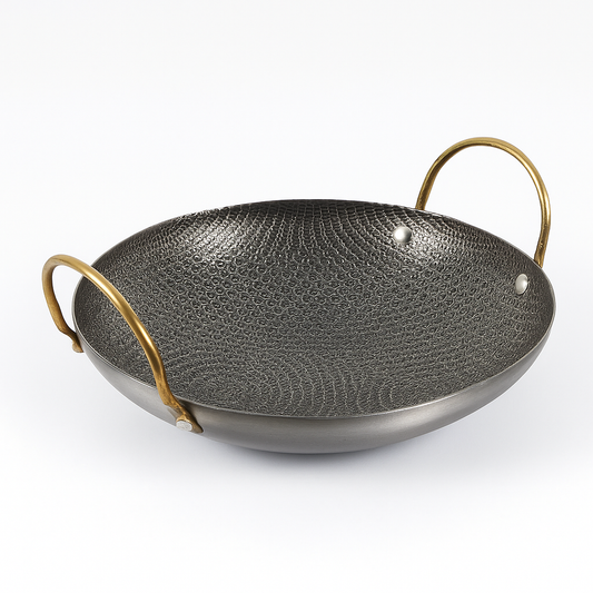 Chef Wok with Spider Coat – Textured Non-Stick Stainless Steel Wok with Dual Handles (Available in 8 inch, 9 inch & 10 inch)