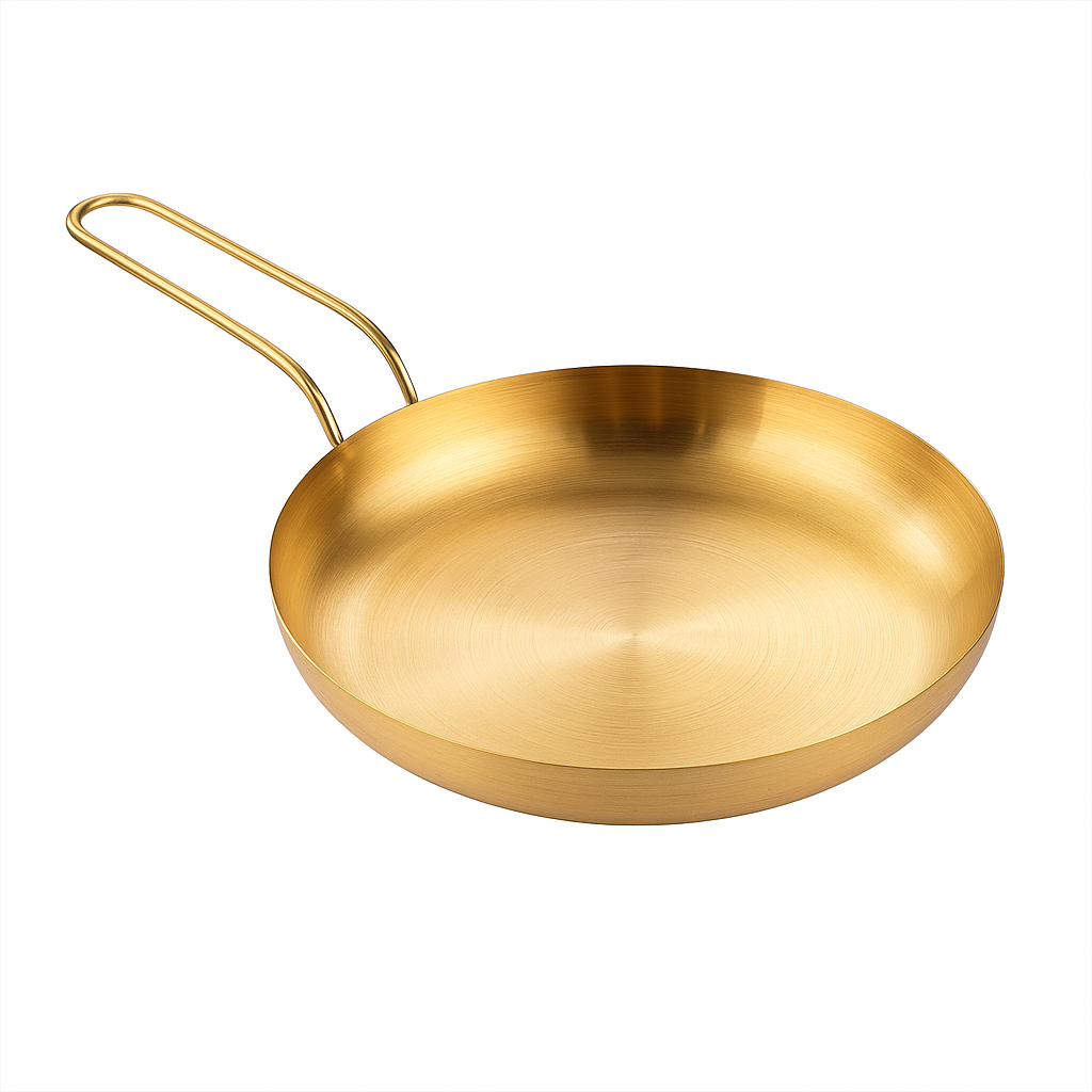 Golden Frypan Style Skillet – Premium Stainless Steel Non-Stick Finish Cook & Serve Pan (22 cm)