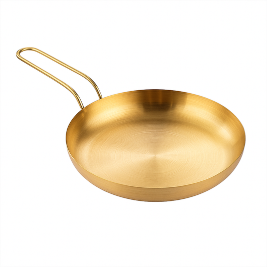 Golden Frypan Style Skillet – Premium Stainless Steel Non-Stick Finish Cook & Serve Pan (22 cm)