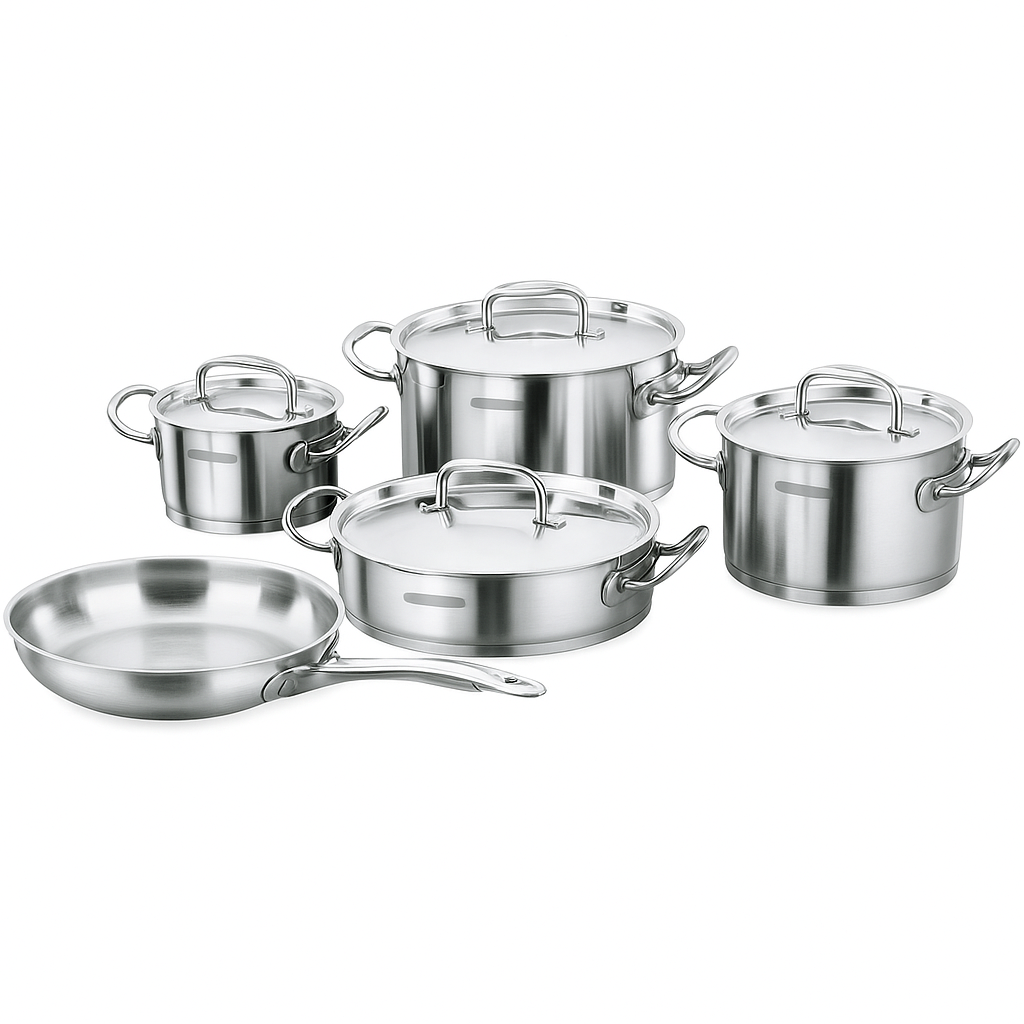 Proline 9-Piece Stainless Steel Cookware Set – Professional Grade Pots & Pans with Lids, Induction & Gas Compatible