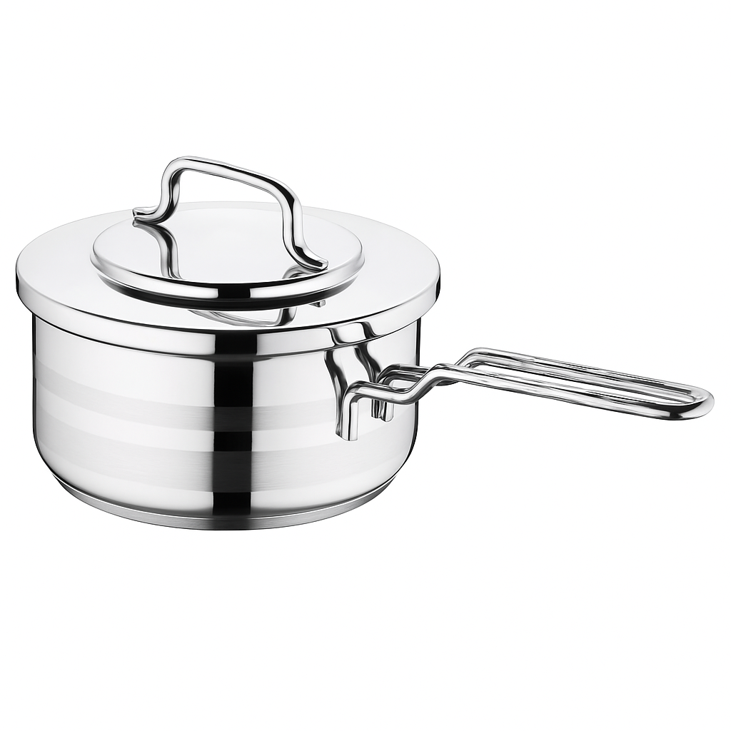 KORKMAZ Astra2 16 × 9 cm Stainless Steel Saucepan with Lid – 1.8 L Capacity, Induction Compatible