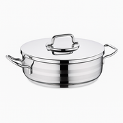 Astra2 Stainless Steel Low Casserole Set – Premium Mirror Finish Shallow Cookware (Sizes: 24x8 cm, 28x10 cm) - Habitt
