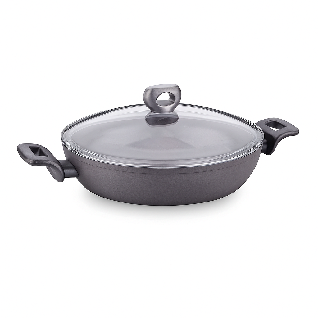 Nora Ceramic Low Casserole with Glass Lid – 28x7 cm