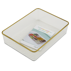 Remikim Golden Storage Box – Elegant Clear Organizer with Gold Rim (Small, Medium or Large – Single Piece)