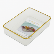 Remikim Golden Storage Box – Elegant Clear Organizer with Gold Rim (Small, Medium or Large – Single Piece) - Habitt
