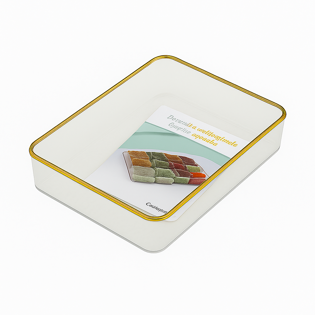 Remikim Golden Storage Box – Elegant Clear Organizer with Gold Rim (Small, Medium or Large – Single Piece)