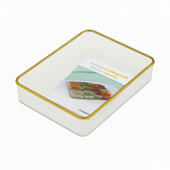 Remikim Golden Storage Box – Elegant Clear Organizer with Gold Rim (Small, Medium or Large – Single Piece)