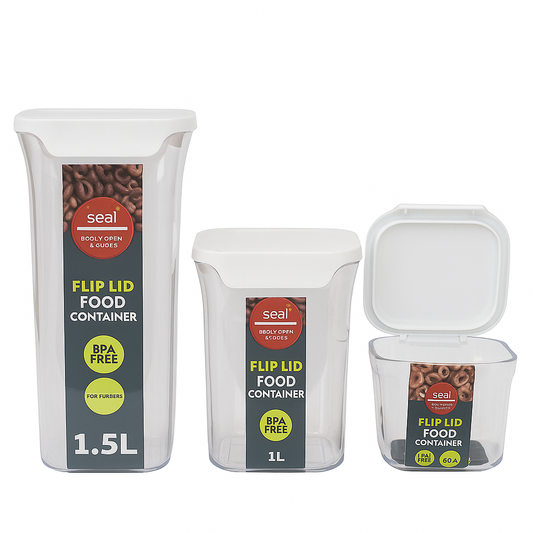 Flip Lid Food Container – Airtight Storage Jar for Kitchen & Pantry (Small, Medium, Large – Single Piece)
