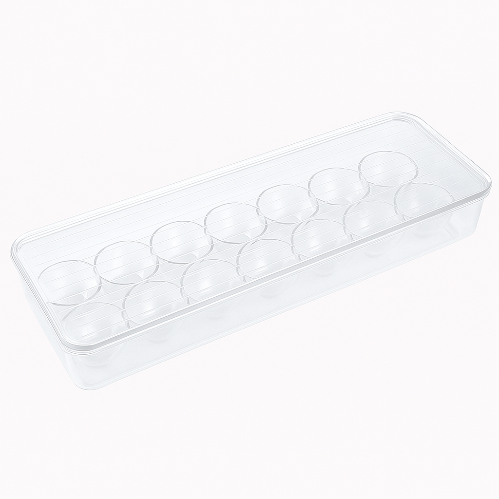 Egg Storage Box – 14-Slot Clear Organizer with Lid for Fridge & Kitchen Use