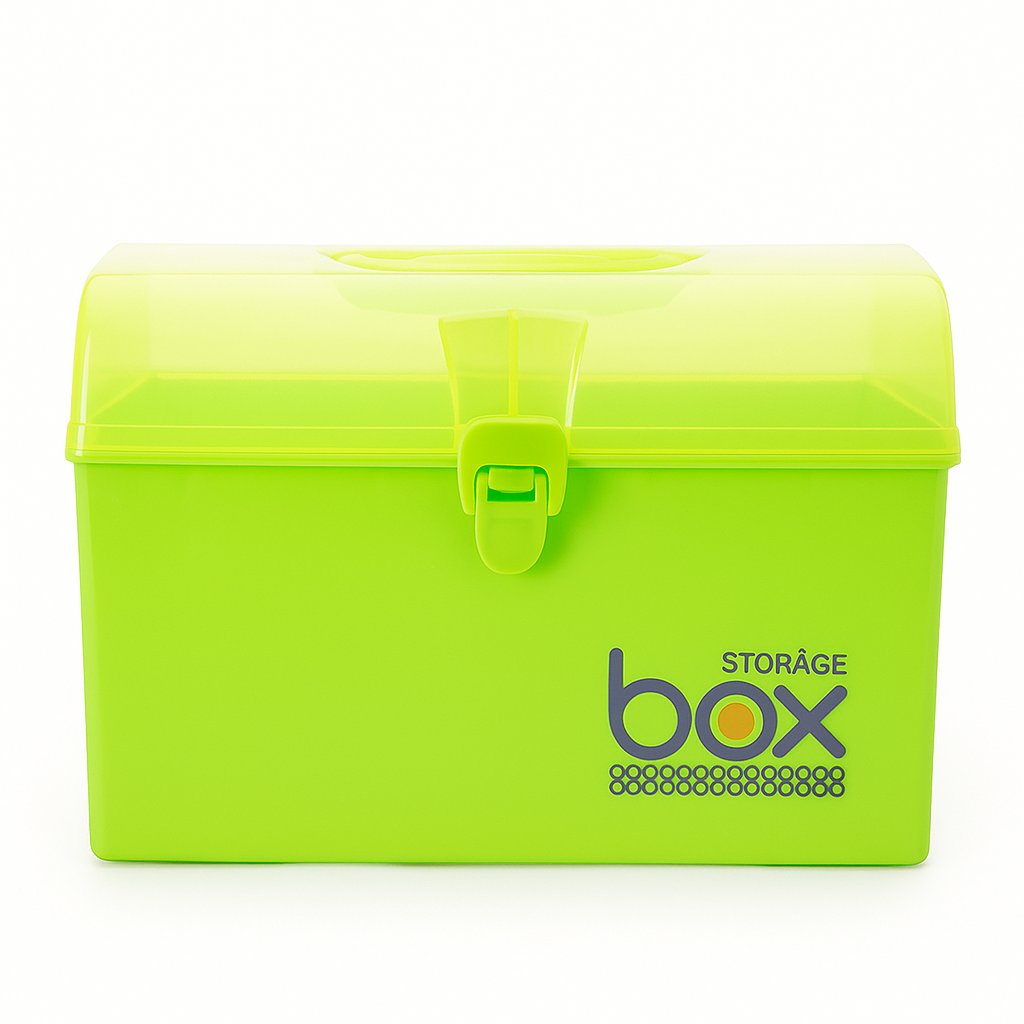 Large Green Storage Box – Square Organizer with Locking Lid for Home, Office & Craft Supplies