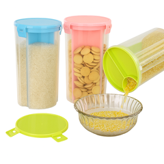 1Pc HOMIO 4-Partition Food Storage Jar | Multi-Compartment Dry Food Organizer Container