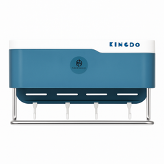 Blue Wall-Mounted Bathroom Storage Bracket | Multi-Hook Organizer Shelf for Toiletries & Accessories