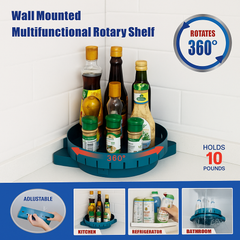Wall-Mounted 360° Rotating Corner Shelf – Multi-Purpose Kitchen & Bathroom Storage Rack