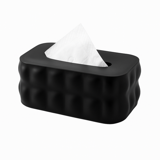 Textured Black Tissue Box – Modern Decorative Napkin Holder for Home, Office & Living Spaces