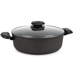 Ornella Aluminum Non-Stick Casserole with Glass Lid – Available in 20x10.5 cm (3.0 L), 24x6.5 cm & 28x7.5 cm (4.0 L)