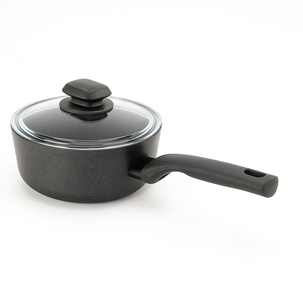 Ornella Aluminum Non-Stick Saucepan with Glass Lid – 18x9 cm / 2.0 L