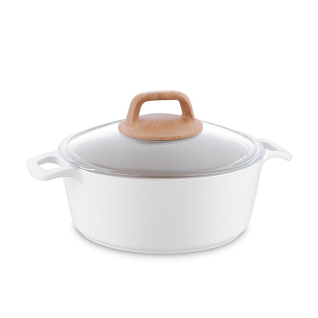 Gusto Ceramic Non-Stick Casserole with Glass Lid – Available in 20x10 cm & 24x12 cm - Habitt