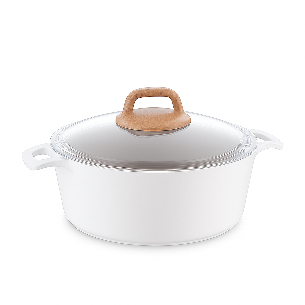 Gusto Ceramic Non-Stick Casserole with Glass Lid – Available in 20x10 cm & 24x12 cm - Habitt