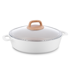 Gusto Ceramic Low Casserole with Glass Lid – 26x7 cm - Habitt