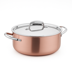 Divani Stainless Steel & Copper Casserole with Lid – Available in 20x10 cm & 24x12 cm - Habitt