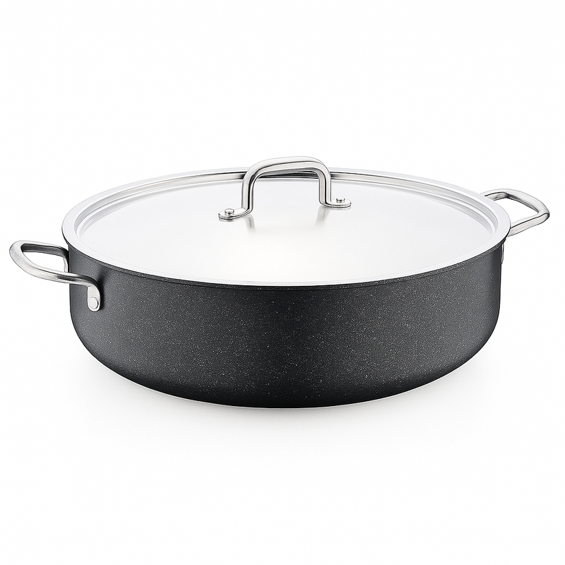 Doria Aluminum Non-Stick Low Casserole with Lid – 32x13 cm - Habitt