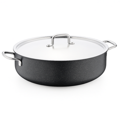 Doria Aluminum Non-Stick Low Casserole with Lid – 32x13 cm - Habitt