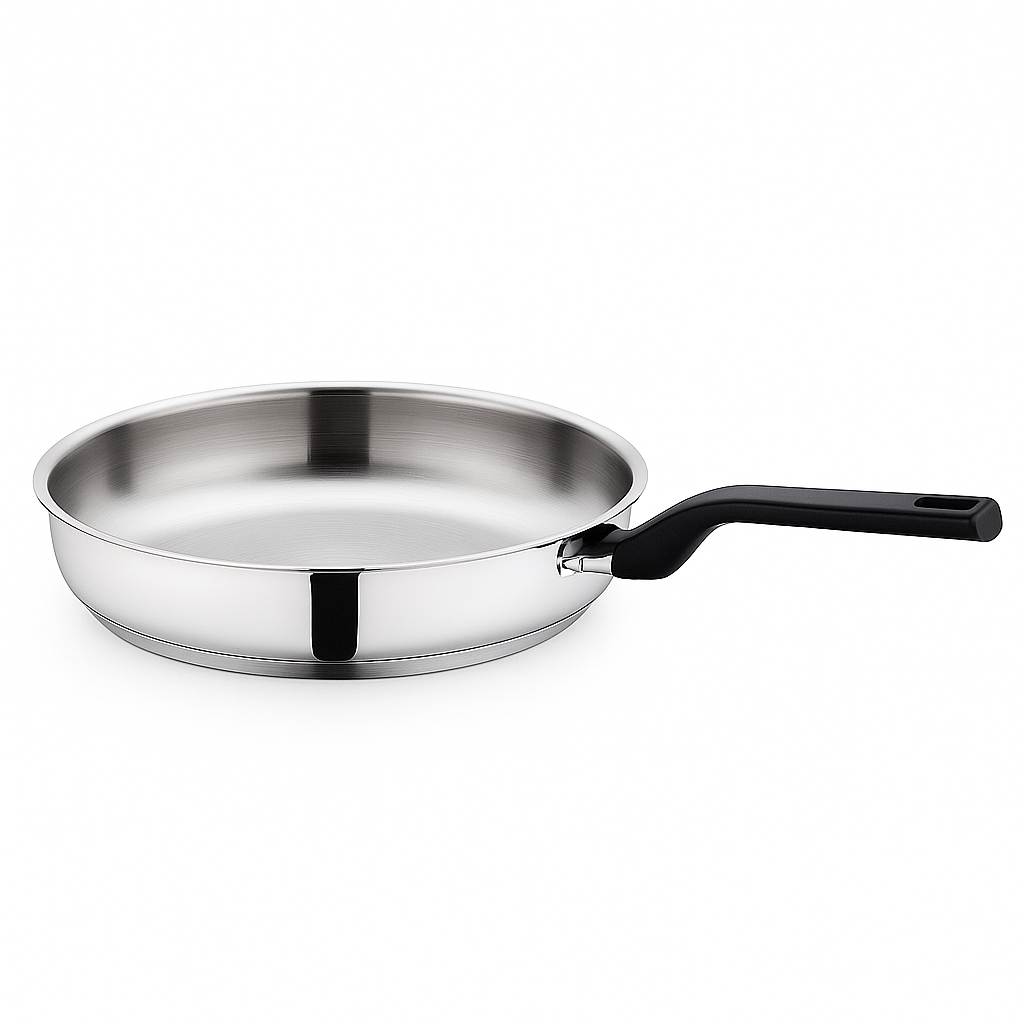 Pera Stainless Steel Frypan – Available in 24x6.5 cm & 28x7 cm - Habitt