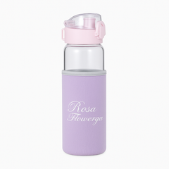 Rosa Glass Water Bottle with Protective Sleeve – Elegant & Eco-Friendly Design