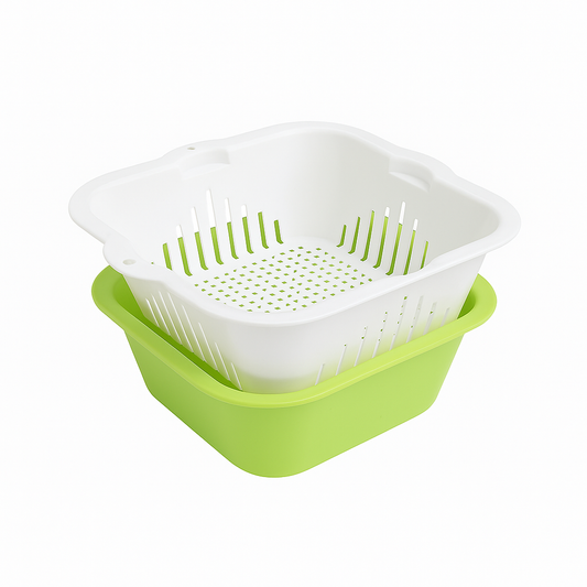 2-in-1 Fruit Basket & Drainer Bowl – Detachable Colander with Base