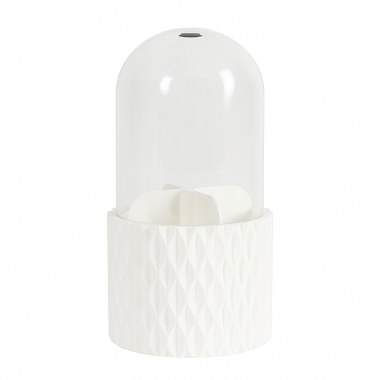 Revolving Cosmetic Organizer – 360° Rotating Makeup Storage with Dust-Proof Cover & Textured Base